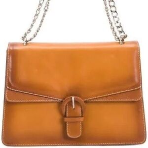 Chic Tan Leather Shoulder Bag with Chain Strap
